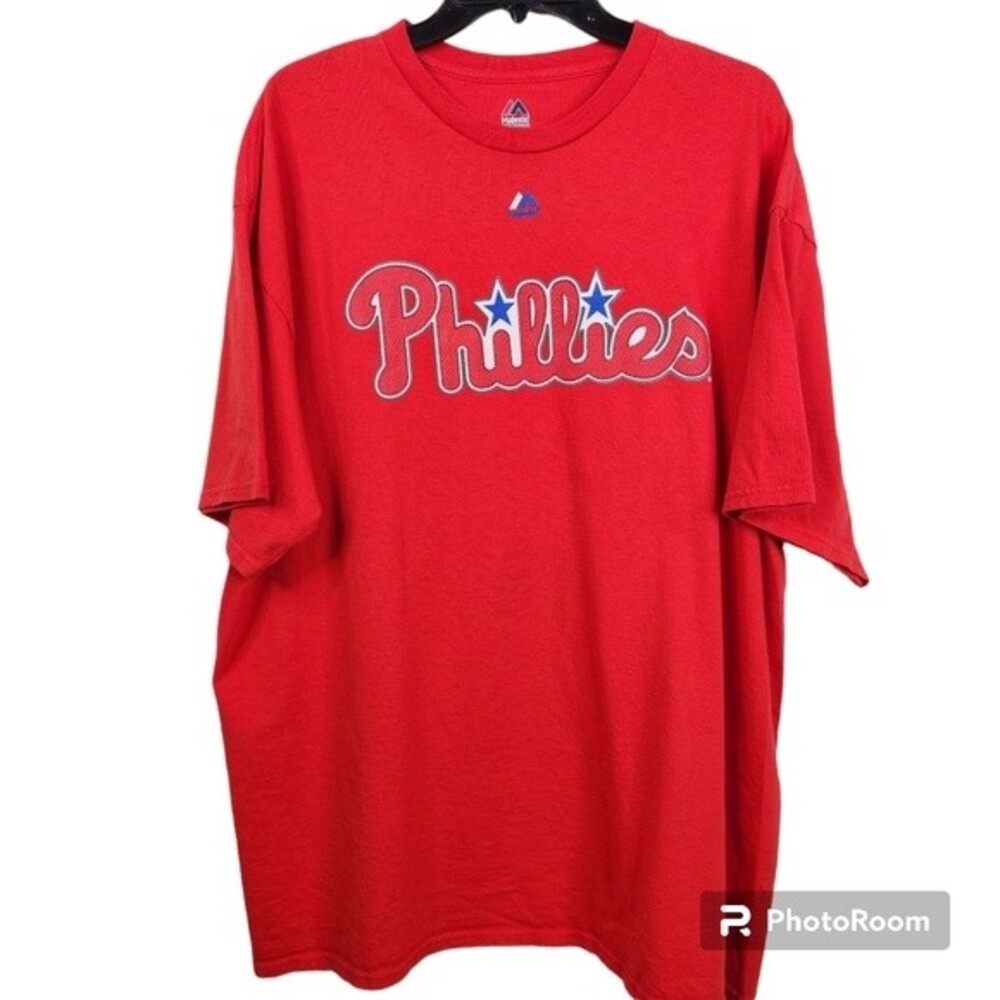 Majestic Mens Short Sleeve Philadelphia Phillies Tee Size 2XL